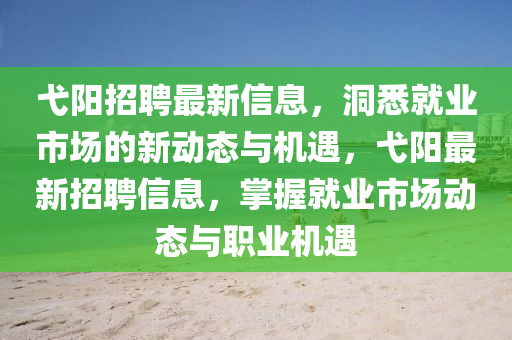 山東水清源環(huán)?？萍加邢薰具栒衅缸钚滦畔ⅲ聪ぞ蜆I(yè)市場的新動態(tài)與機(jī)遇，弋陽最新招聘信息，掌握就業(yè)市場動態(tài)與職業(yè)機(jī)遇